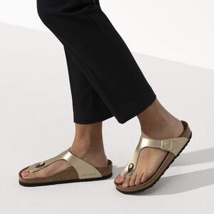Birkenstock Metallic Gold Thong Sandals for Women